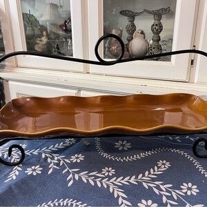 Real Home Elegant caramel Ceramic Serving Tray